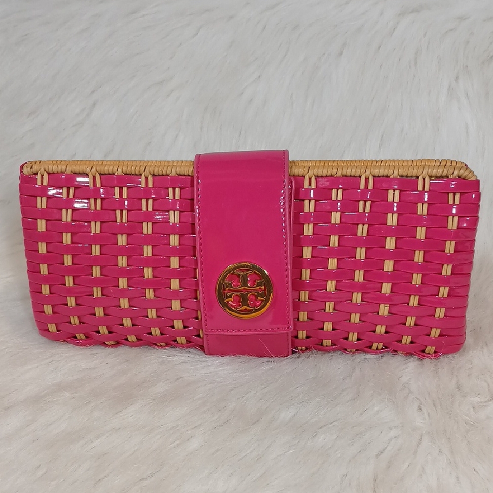 Tory Burch Pink Woven Clutch Bag
